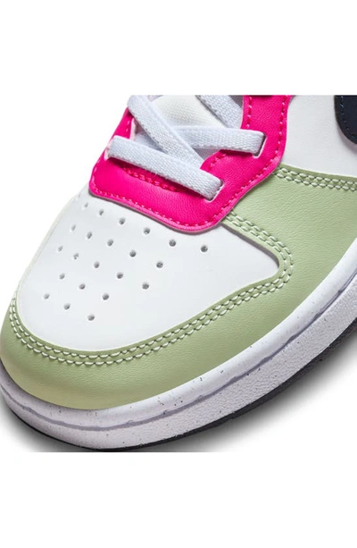 Shop Nike Kids' Court Borough Low Recraft Sneaker In White/ Obsidian/ Fierce Pink