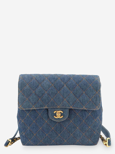 Pre-owned Chanel Cotton Backpack In Blue