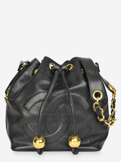 Pre-owned Chanel Leather Bucket Bag In Black