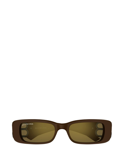 Shop Balenciaga Eyewear Rectangle Frame Sunglasses In Brown