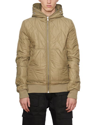 Shop Rick Owens Drkshdw Gimp Quilted Zipped Hooded Jacket In Green