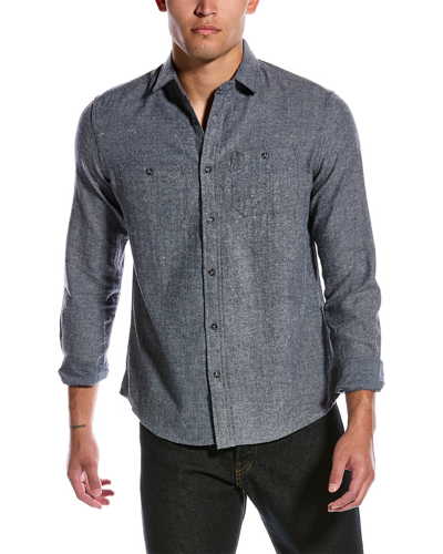 Shop Heritage By Report Collection Herringbone Flannel Shirt In Blue