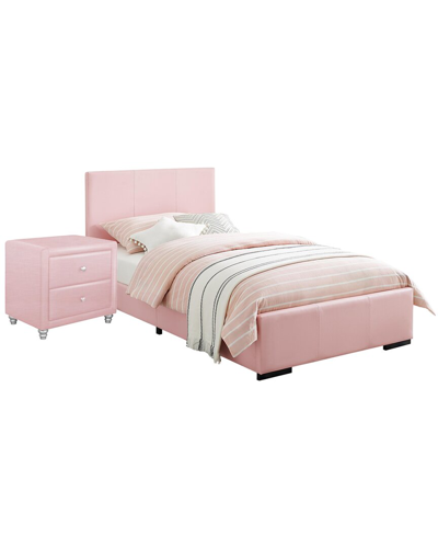 Shop Camden Isle S Hindes Upholstered Platform Bed With Nightstand In Pink