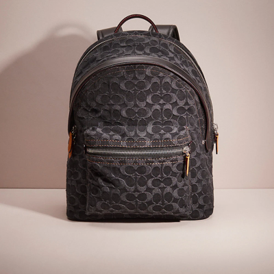 Coach Signature Logo Charter Backpack Black