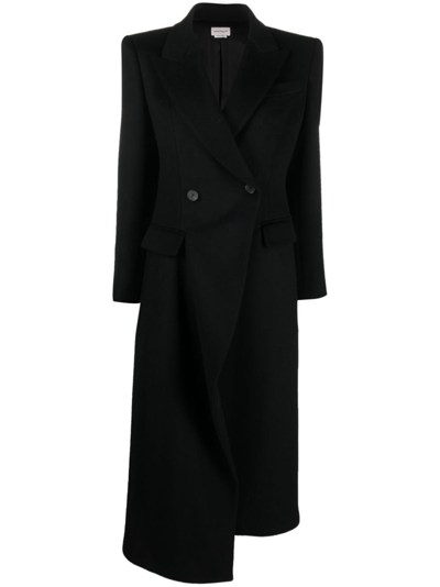 Shop Alexander Mcqueen Double-breasted Coat In Black  