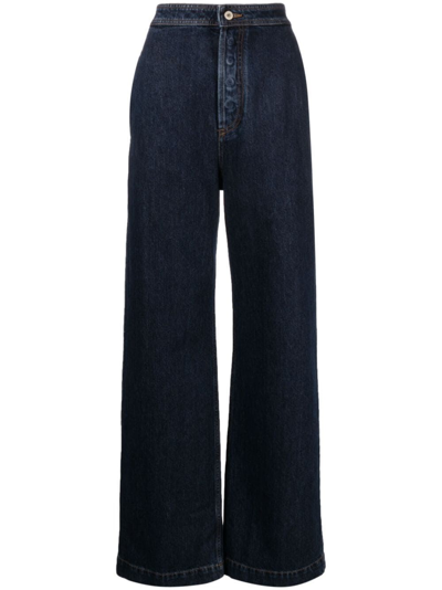 Shop Loewe High Waisted Jeans In Blue