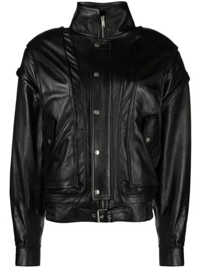 Shop Saint Laurent Leather Vintage Jacket In Black  