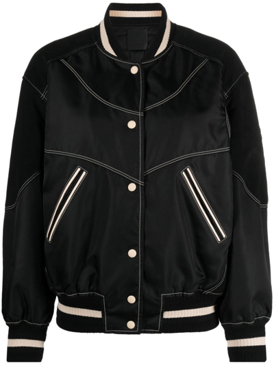 Shop Givenchy Bi-material Oversized Leather Blouson In Black  