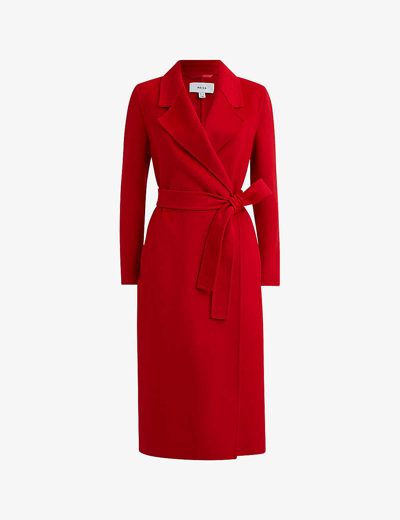 Shop Reiss Women's Coral Emile Belted-waist Long Wool Coat