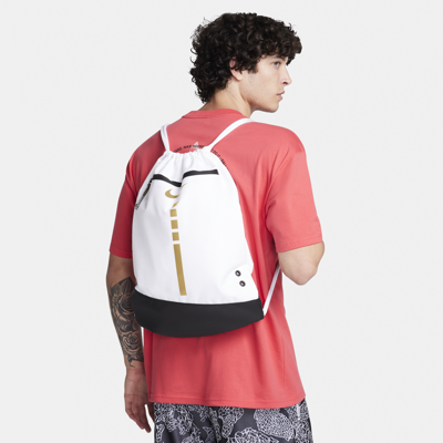 Shop Nike Men's Hoops Elite Drawstring Bag (17l) In White