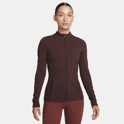 Shop Nike Women's  Yoga Dri-fit Luxe Fitted Jacket In Brown