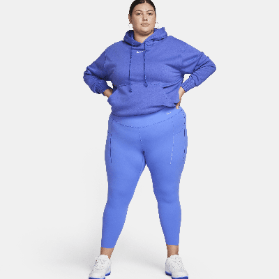 Shop Nike Women's Universa Medium-support High-waisted 7/8 Leggings With Pockets (plus Size) In Blue