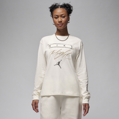 Shop Jordan Women's  Long-sleeve Graphic T-shirt In White