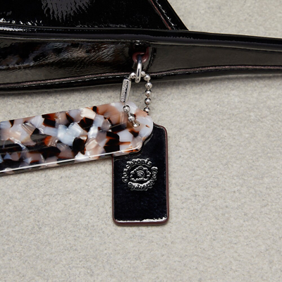 Coach Ergo Bag In Crinkled Patent Topia Leather In Black