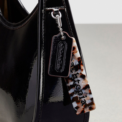 Coach Ergo Bag In Crinkled Patent Topia Leather In Black