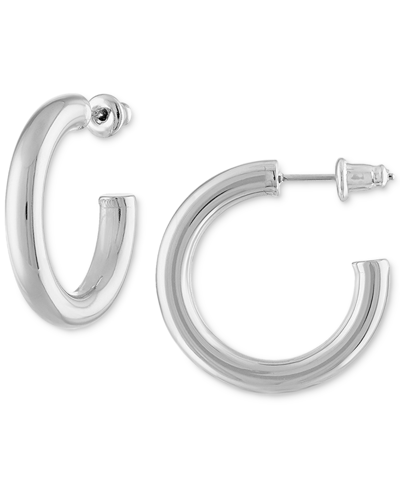 Shop Ben Oni Small Anti-tarnish Open Hoop Earrings In Silver