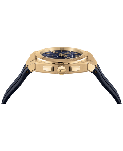 Shop Ferragamo Salvatore  Men's Swiss Chronograph Vega Blue Silicone Strap Watch 42mm In Ip Yellow Gold