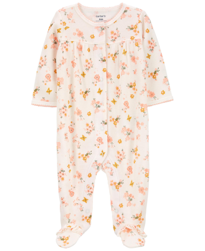 Shop Carter's Baby Girls Floral Snap Up Sleep And Play In White