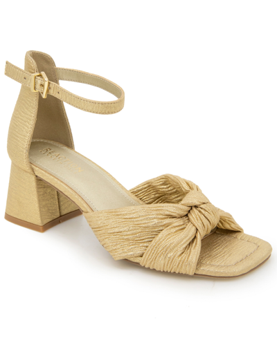 Shop Kenneth Cole Reaction Women's Nessa Block Heel Dress Sandals In Soft Gold