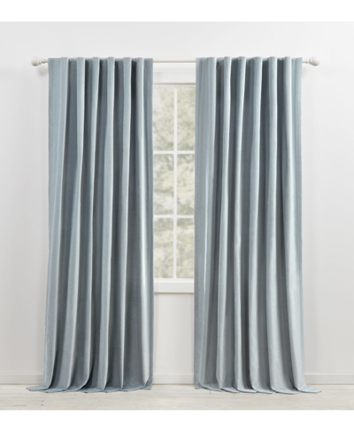 Shop Lauren Ralph Lauren Velvety Room Darkening Back Tab Rod Pocket Curtain Panel, 52" X 84" In Blue