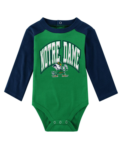 Shop Outerstuff Infant Boys And Girls Navy Notre Dame Fighting Irish Rookie Of The Year Long Sleeve Bodysuit And Pan