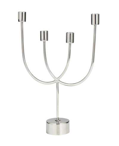 Rosemary Lane The Novogratz Silver Stainless Steel Metal Overlapping U-shaped Candelabra With Round Elevated Base, In Silver