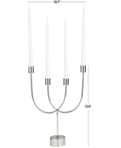 Rosemary Lane The Novogratz Silver Stainless Steel Metal Overlapping U-shaped Candelabra With Round Elevated Base, In Silver