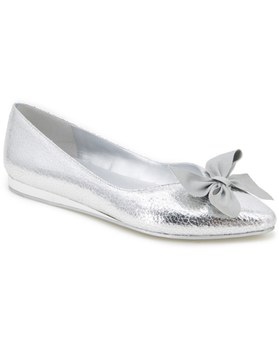 Shop Kenneth Cole Reaction Women's Lily Bow Ballet Flats In Silver