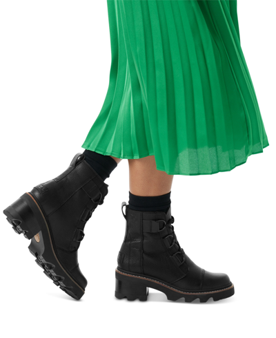 Shop Sorel Women's Joan Now Lace-up Combat Boots In Caribou Buff,black