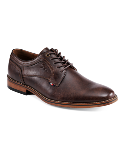 Shop Tommy Hilfiger Men's Benty Lace-up Casual Oxford Shoes In Brown