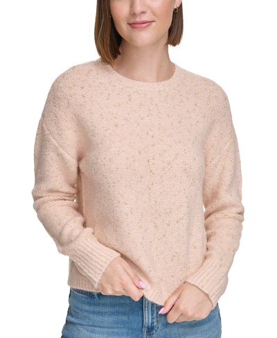 Shop Calvin Klein Jeans Est.1978 Women's Crewneck Long-sleeve Lurex Sweater In Adora,gold