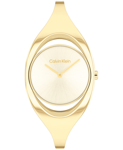 Shop Calvin Klein Women's Two Hand Gold-tone Stainless Steel Bangle Bracelet Watch 30mm