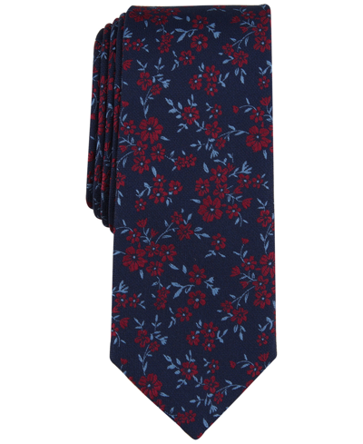 Shop Bar Iii Men's Kelso Floral Tie, Created For Macy's In Burgundy