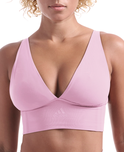 Shop Adidas Originals Intimates Women's Longline Plunge Light Support Bra 4a7h69 In Orchid Fusion