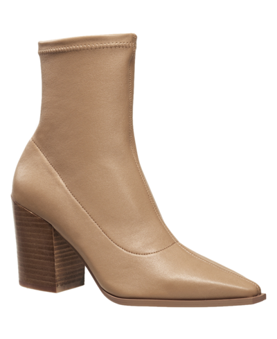 Shop French Connection Women's Lorenzo Leather Block Heel Boots In Taupe