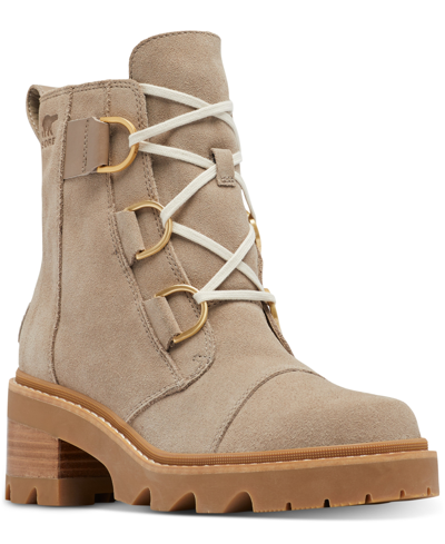 Shop Sorel Women's Joan Now Lace-up Combat Boots In Omega Taupe,gum