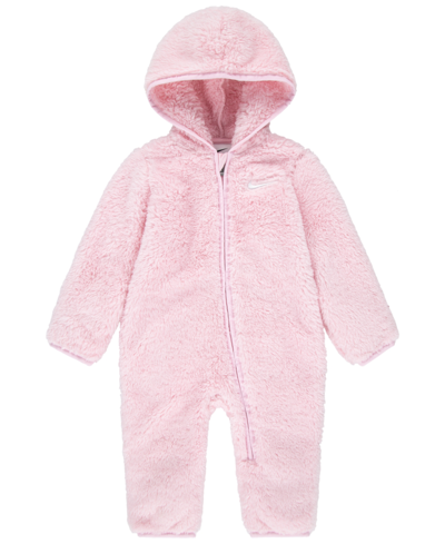 Shop Nike Baby Boys And Girls Hooded Sherpa Coverall In Pink Foam