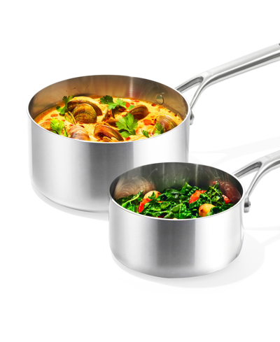 Oxo Mira Tri-ply Stainless Steel 4 Piece Saucepan Set In Stainless Steel