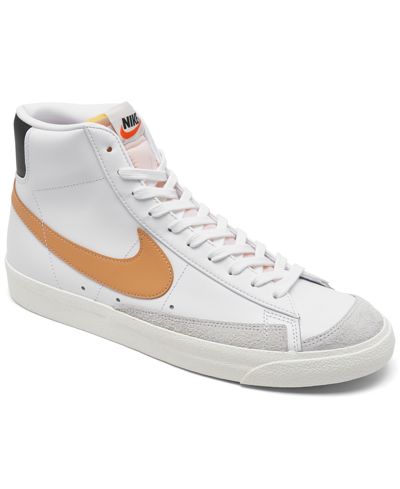 Shop Nike Men's Blazer Mid 77 Vintage-like Casual Sneakers From Finish Line In White,amber Berry