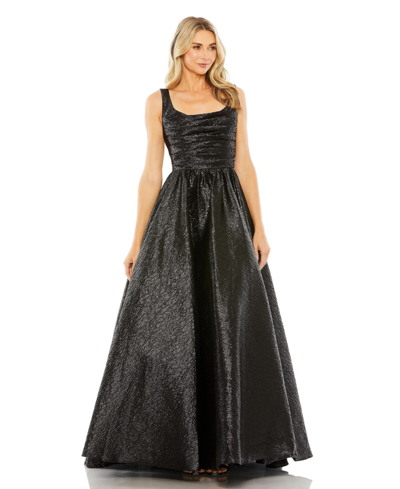 Shop Mac Duggal Women's Metallic Pleated Bodice Ballgown In Black