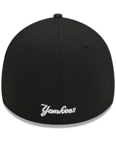 New Era Men's  Black New York Yankees Logo 39thirty Flex Hat In Black