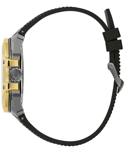 Bulova Men's Marc Anthony Automatic Chronograph Maquina Black Silicone Strap Watch 46mm In Black