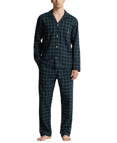 Shop Polo Ralph Lauren Men's Plaid Flannel Pajamas Set In Easton Plaiud With Basic Gold Pp