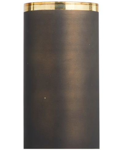 Rosemary Lane Glass Colorblock Candle Holder With Gold-tone Accents And Textured Silver-tone Base, 6" X 6" X 20" In Bronze