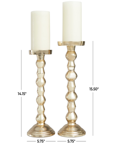 Shop Rosemary Lane Aluminum Bubble Style Candle Holder 16" And 14" H, Set Of 2 In Gold