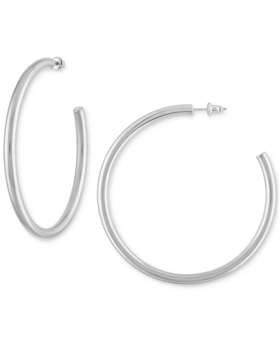 Shop Ben Oni Large Anti-tarnish Open Hoop Earrings In Silver