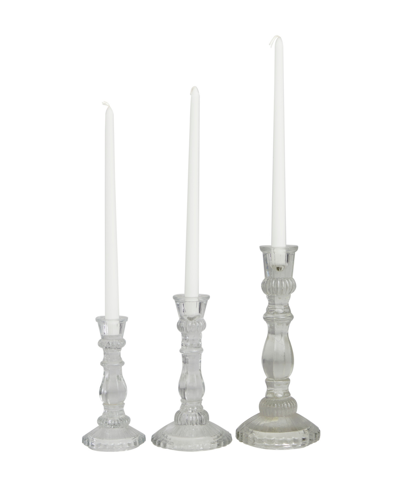 Rosemary Lane The Novogratz Clear Glass Candle Holder, Set Of 3 In Clear