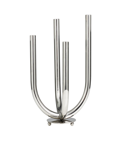 Rosemary Lane The Novogratz Silver Stainless Steel Metal Abstract U-shaped Candelabra, 8" X 8" X 15" In Silver