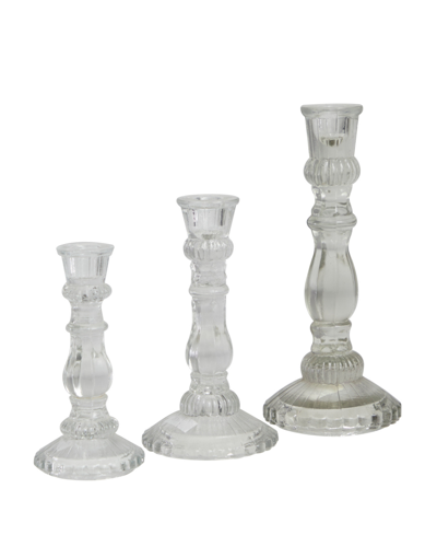Rosemary Lane The Novogratz Clear Glass Candle Holder, Set Of 3 In Clear