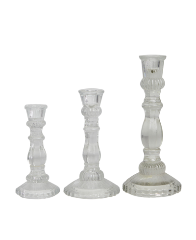 Rosemary Lane The Novogratz Clear Glass Candle Holder, Set Of 3 In Clear